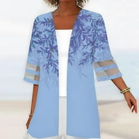 Женски флорален отпечатан жилетка моден плаж Прикриване на Ups Sleeve Kimono Open Front Comfy Lightweight Summer Hawaii Rishs Casual Loos