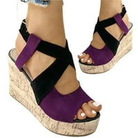 Женски летни сандали на висок ток Платка за плапи винтидж пикани пръсти Обувки розово