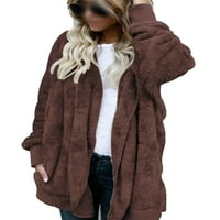 Voguele дамски палто жилетка outwear качулка яке зимни топли палта небрежно кафе xl