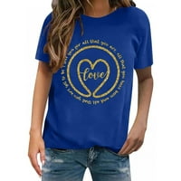 Тениски на унизисния екипаж Любов от печат Класически удобни блузи Свети Валентин Топс Тиеток