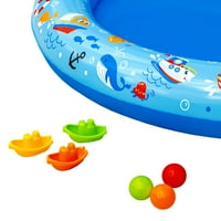 Banzai JR: Splash Harbour Boat Pool - С рампа с лодки с вода, надуваем басейн за задния двор на открито, се предлага с лодки и топки, игра на деца, 48 14