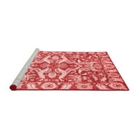 Ahgly Company Machine Pashable Indoor Rectangle Abstract Red Modern Area Rugs, 6 '9'