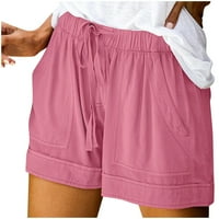 Дамски удобни Шнур снаждане случайни ластик джоба свободни шорти панталони Шорти за жени Розово _ ХХХЛ