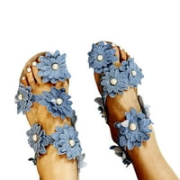 Слънчоглед триизмерни цветни перли плоски сандали