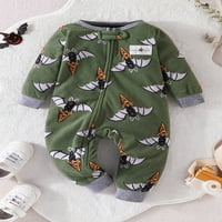 Новородени бебета бебета момчета момичета цип на onsie romper животински печат с дълъг ръкав боди костюм сладко бебе есенни топли дрехи
