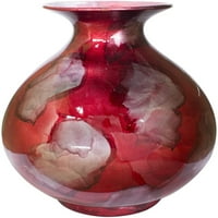 Milctabe Rachel Foiled & LaCquered Ceramic Round Water Jar Vase, червено сребро