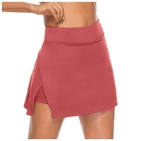 xiuh пола за жени плътни цветни мини пола с джобна високо талия пола Еластична талия къса пола червена s