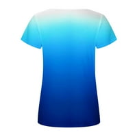 пърди ежедневни летни ризи за жени Скриване на корема Нагънат поточен подгъв Блузи туника с къс ръкав гребен наклон печат върхове