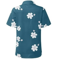 Плажните върхове Западни ризи с къс ръкав за жени кънтри графична лятна тениска v копче за врата нагоре Небрежен тройник