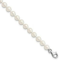 Sterling Silver Freshwater Cultured Pearl & Cubic Zirconia с 2 -инчов глезена