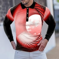 Есен шик мъжки пуловер Топ мъжки модни ежедневни спортове абстрактни цифрови копчета за рефнал с дълъг ръкав с дълъг ръкав