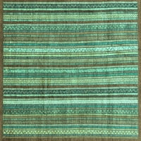 Ahgly Company Machine Pashable Indoor Square Abstract Turquoise Blue Modern Area Cugs, 8 'квадрат