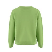 Пуловери за жени модерни торбички с пуловер Кардиган Работен екипаж Екип Есен пуловер Зелен M