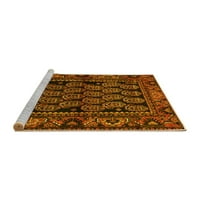 Ahgly Company Machine Pashable Indoor Round Персийски жълти традиционни килими, 5 'кръг