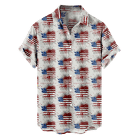 4 юли Мъжката хавайска риза САЩ Национална риза на флаг Графична 3D яка на ризата плюс размер ежедневно облекло за печат с къс ръкав Основно улично облекло