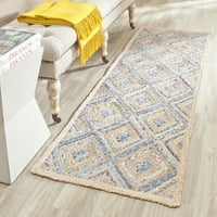 Кейп Код Алайна сплетена геометрична килим за юта, 2'3 12 ', естествено синьо