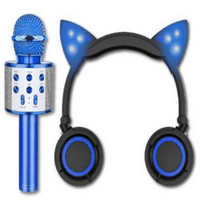 Ледеиз 2 - ин-Джем Бо-Караоке безжичен микрофон и светодиодни Слушалки за деца, синьо