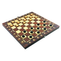 Сгъваем дървен Шах комплект открит игра шах табла пулове за развитие на деца 17х