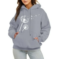 Дамски суитчър жилетка ризи Дълъг ръкав Пуловер Есен с джоб качулки отгоре