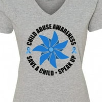 Инктастична осведоменост за злоупотреба с деца Спасете дете и говорете за женската тениска с врат