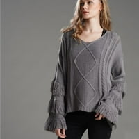 Женският пуловер с пуловер с ший на шията есен и зимна модна плетава пуловери свободни пуловерни върхове
