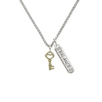 Заядете бижута Goldtone Open Heart Key Silvertone Balance Bar Charm Коела, 23