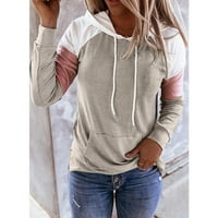 Daznico Womens върти женски суичър с качулка ежедневна пуловер туника отгоре ризи с качулка с дълъг ръкав за жени сиво s