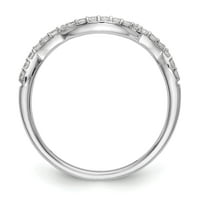0,16ct. Cz солиден истински 14k бяло злато контуриран сватбена лента пръстен