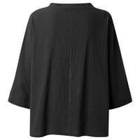 Женски удобни елегантни тунични разчистени ръкави ризи модерна работа модна v-образна сладка котка графични върхове обличане на памучен блуза блуза ежедневни разхлабени винтидж дрехи черно l