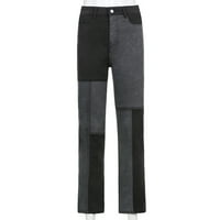 SDJMA тренировъчни къси панталони за жени модни ежедневни съвпадащи цветови блокове с тънки дънки с тънки дънки