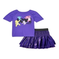 Детски комплект детска тениска и пола от фолио, размери 4-10