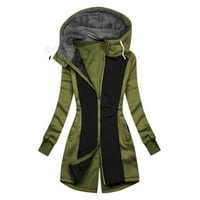 Женски топло зимно палто сгъстяване подплатена парка плюс размер качулка яке с цип Zipper Outwear Midi палто за жени