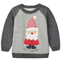 ЗПИ бебе малко момче Коледа пуловер памук пуловер суитчър сив Санта 24м