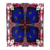 Flannel хвърляне на одеяло абстрактно цветно симетричен модел цветя и кубчета на орнаментален мек за диван и диван в леглото