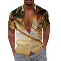 Инлайф Летни Ризи С Къс Ръкав Мъжки Мода Случайни Копчета Хавай Печат Изненадващ Къси Ръкави Риза Блуза