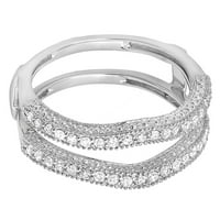 Колекция Дазлингрок 0. Карат 10к диамантена халка Милграйн Гард двоен пръстен КТ, Бяло Злато, размер 9.5