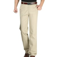 Мъжки класически прилепнали панталони за бръчки модни удобни работни панталони на открито твърди цветни панталони с цип джобни ежедневни суиптове кафяви кафяви