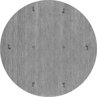 Ahgly Company Indoor Round Abstract Grey Contemporary Area Rugs, 4 'Round