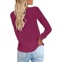 Модна жена O-Neck Тениска с дълъг ръкав есен солидни разхлабени блузи върхове облечени ежедневни есенни горни риза пуловер пуловер