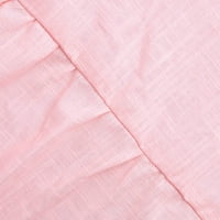 Тениски на Wozhidaoke за жени модни женски разхлабени бельо бутон солидна ревера с дълги ръкави тениска блуза върхове розово xxl