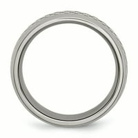 Le & Lu Chisel Titanium & Grey Carbon Fiber Polised Band Ring