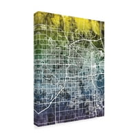 Търговска марка изобразително изкуство Омаха Небраска карта на града синьо жълто платно изкуство от Майкъл Томпсет