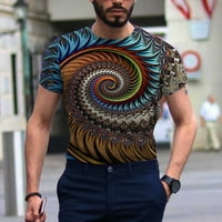 3D оптична илюзия за печат тениски за мъже Забавни тунелни модели Crewneck с къси ръкави графики на тийнейджъри риза