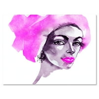 Афро Американски Розова Жена Мода Портрет Живопис Платно Изкуство Печат