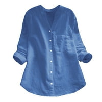xiuh памучно бельо плътни цветни върхове v-образни жени ежедневни тениски с дълъг ръкав риза ежедневни робилни летни блузи