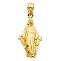 14k твърдо жълто злато Virgen Milagrosa Charm висулка