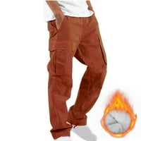 Мъже панталони клирънс мъже солидни ежедневни множество джобове на открито прав тип фитнес панталони товарни панталони панталони флаш брдове оранжеви 8
