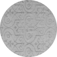 Ahgly Company Indoor Round Abstract Grey Modern Area Rugs, 7 'Round