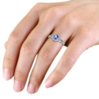Tanzanite и Diamond Cupcake Halo годежен пръстен 1. CT TW в 14K бяло злато.size 5.5