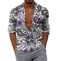Мъжки Реколта Карирана Риза Мъже Дълъг Ръкав Есен Зима Случайни Печатни Ризи Мода Блуза Ризи
